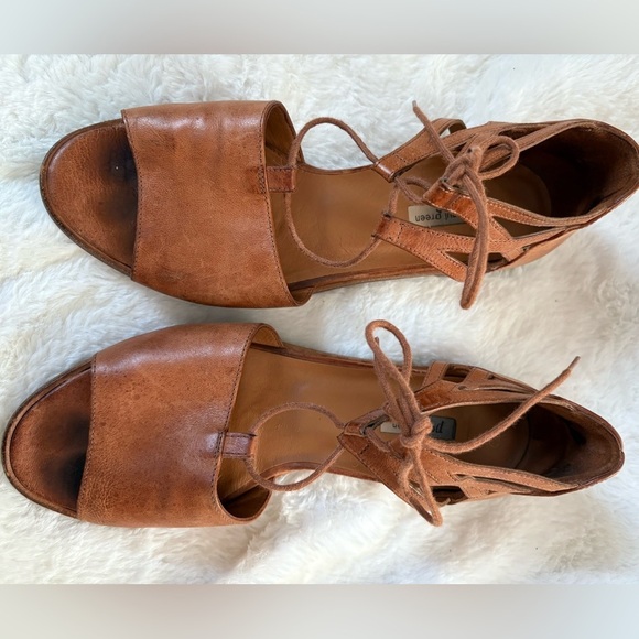 Paul Green Morea Lace Up Flat Sandals Cognac Tan Leather, Sz: 9 - Picture 4 of 7
